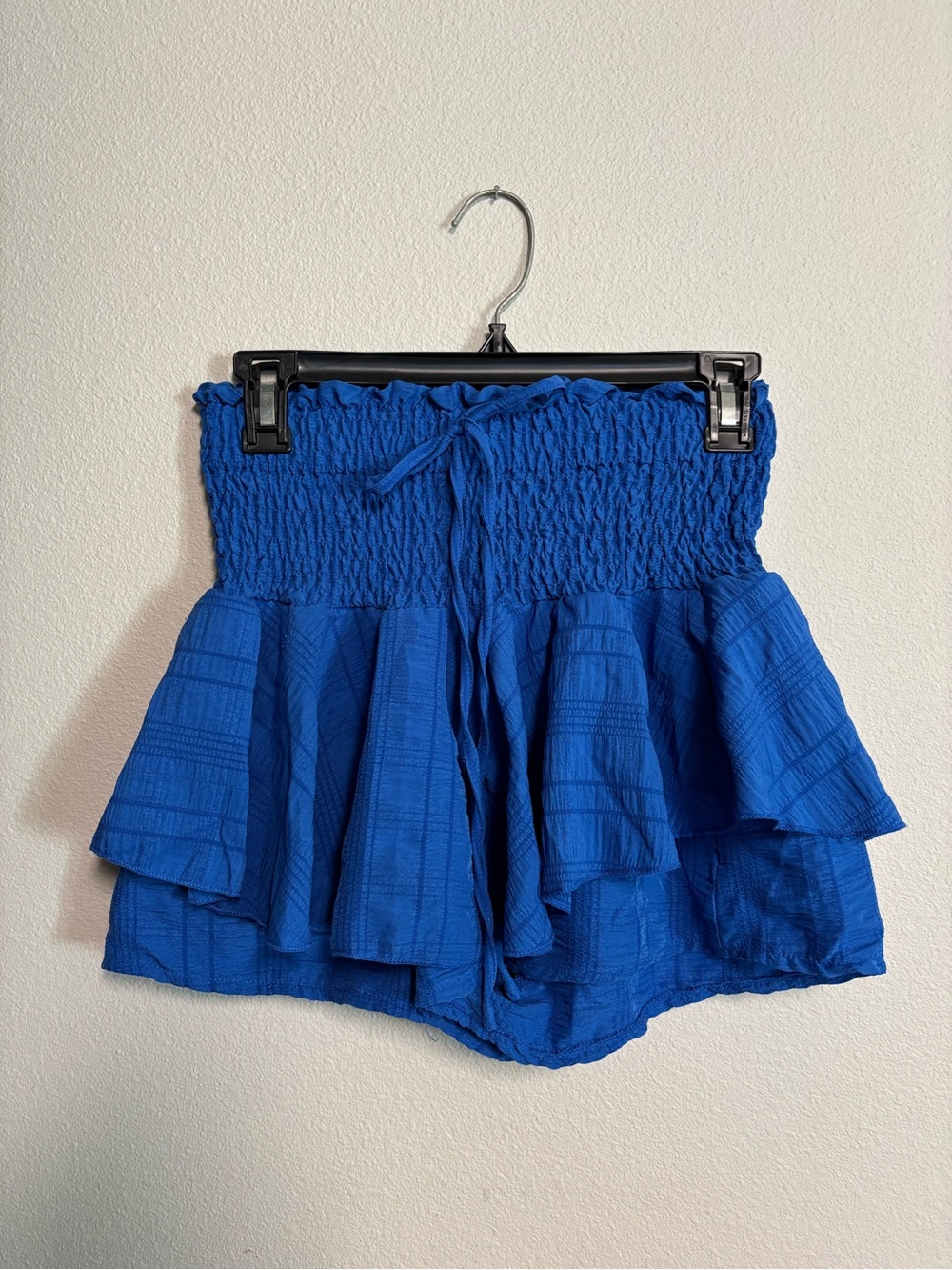SHEIN Royal Blue Smocked Ruffle Skort Shorts